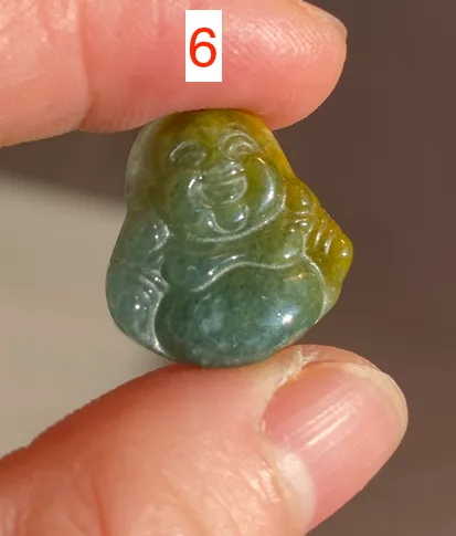 100% Natural blue gray green  Guatemala jadeite Jade  happy buddha pendant group BH58