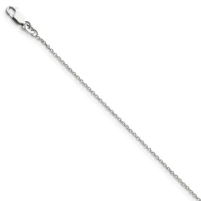 1.25mm Rhodium Plated Sterling Silver Cable Chain Necklace, 18-20 Inch