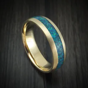 14K Gold and Opal Custom Made Men's Band