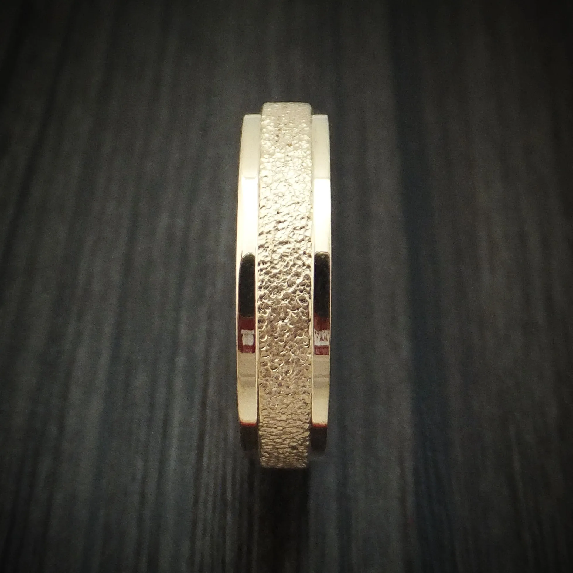 14K Gold Stipple Finish Band Custom Made Men's Ring