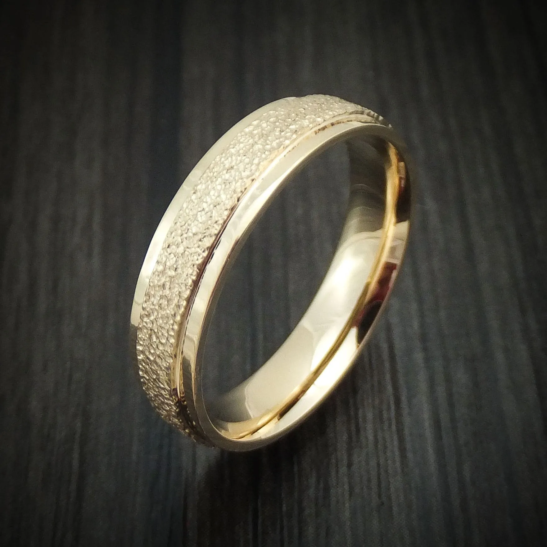 14K Gold Stipple Finish Band Custom Made Men's Ring