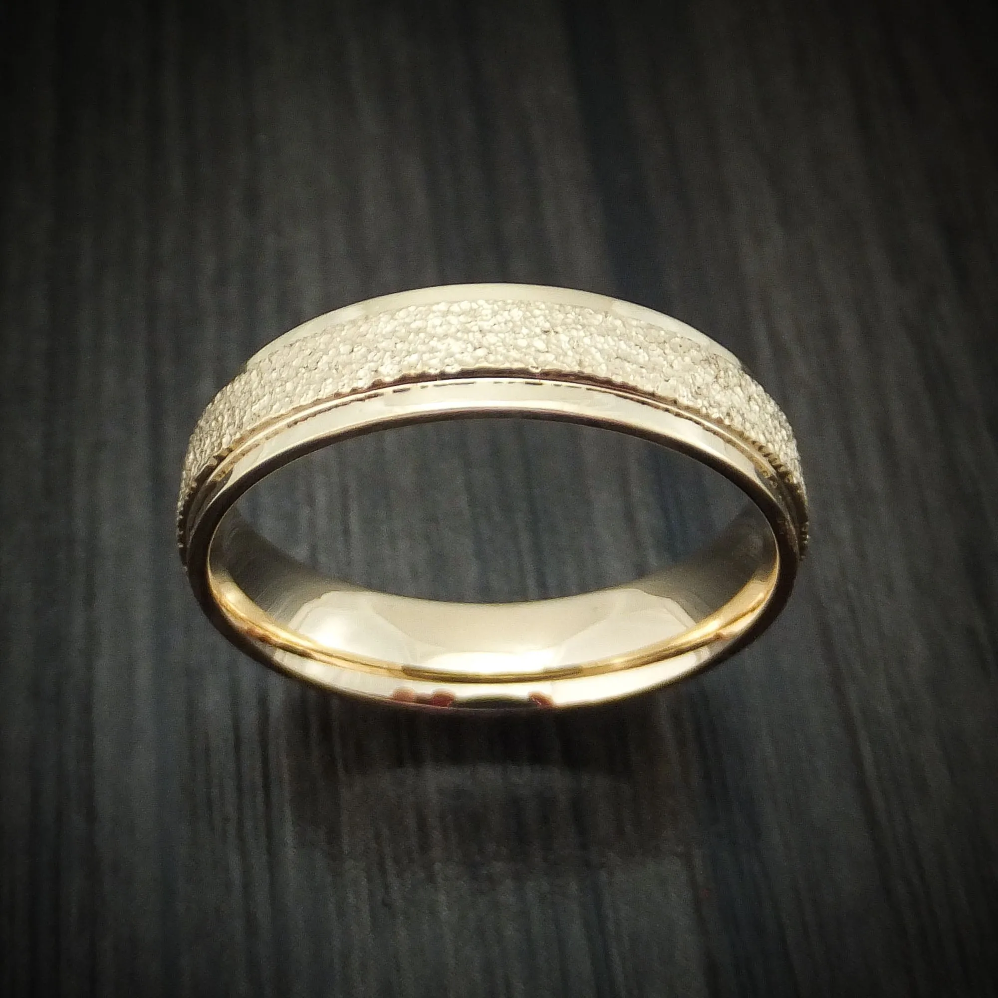 14K Gold Stipple Finish Band Custom Made Men's Ring