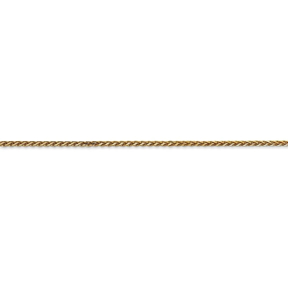 1.4mm, 14k Yellow Gold Diamond Cut Solid Spiga Chain Bracelet