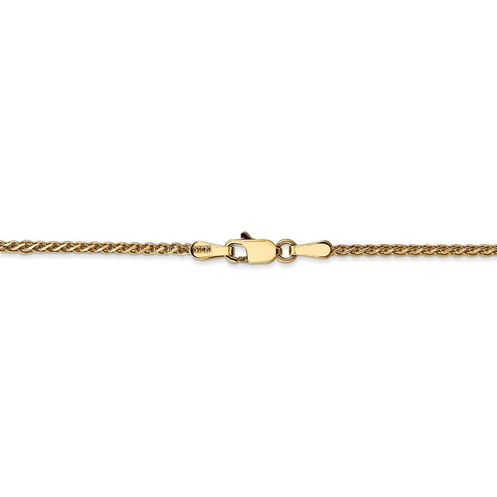 1.4mm, 14k Yellow Gold Diamond Cut Solid Spiga Chain Bracelet