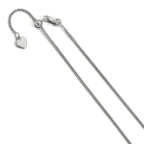 1.4mm Sterling Silver Adjustable Curb Chain Necklace, 22 Inch