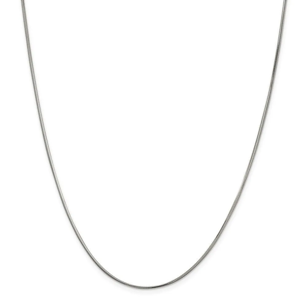 1.5mm Sterling Silver, Diamond Cut Flat Snake Chain Necklace