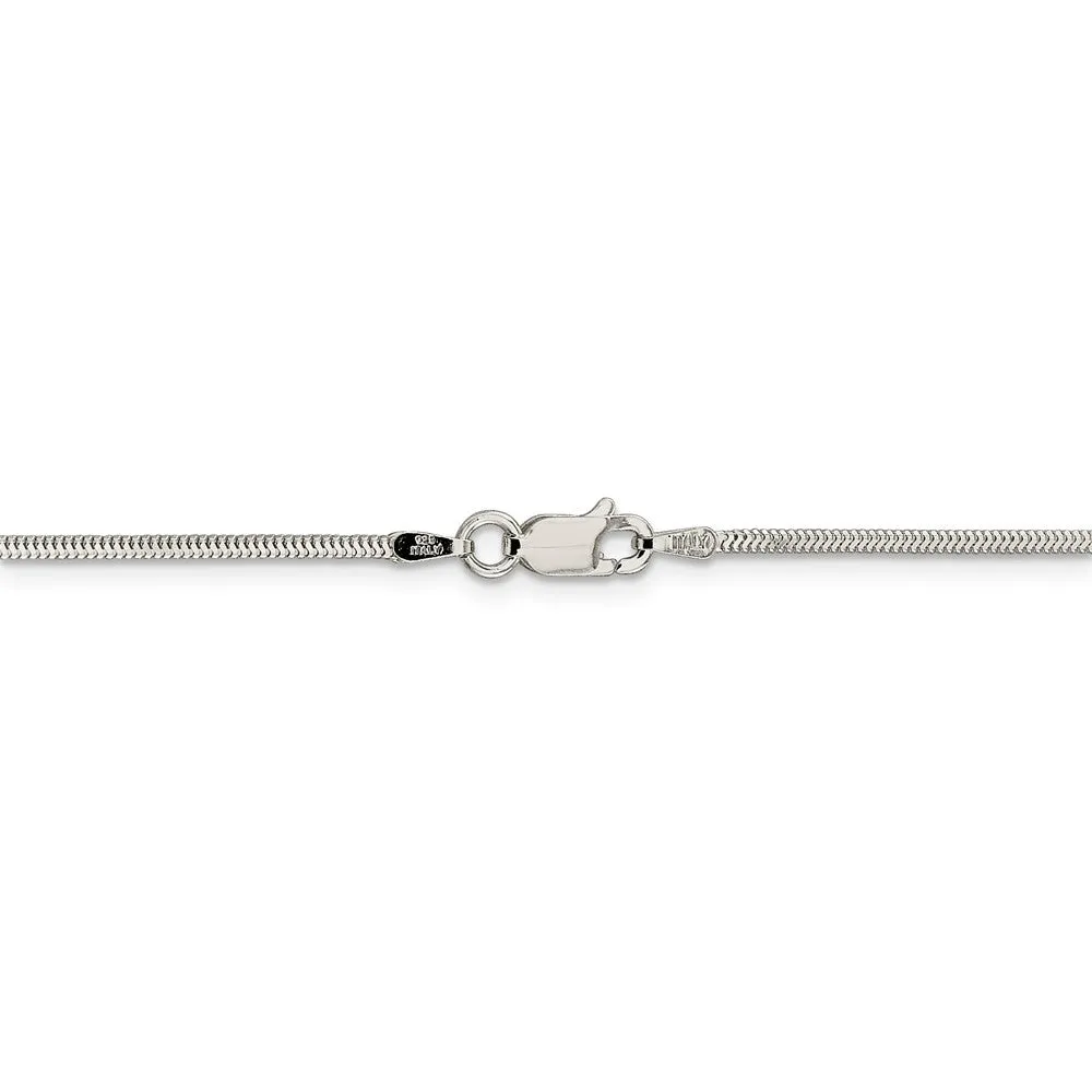 1.5mm Sterling Silver, Diamond Cut Flat Snake Chain Necklace