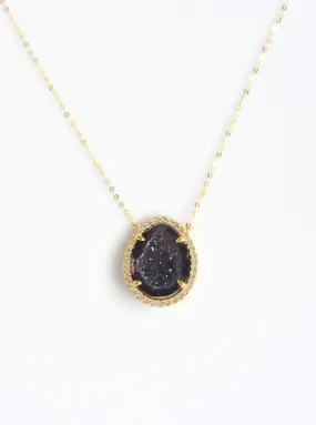 18k Gold Geode Necklace with Diamond