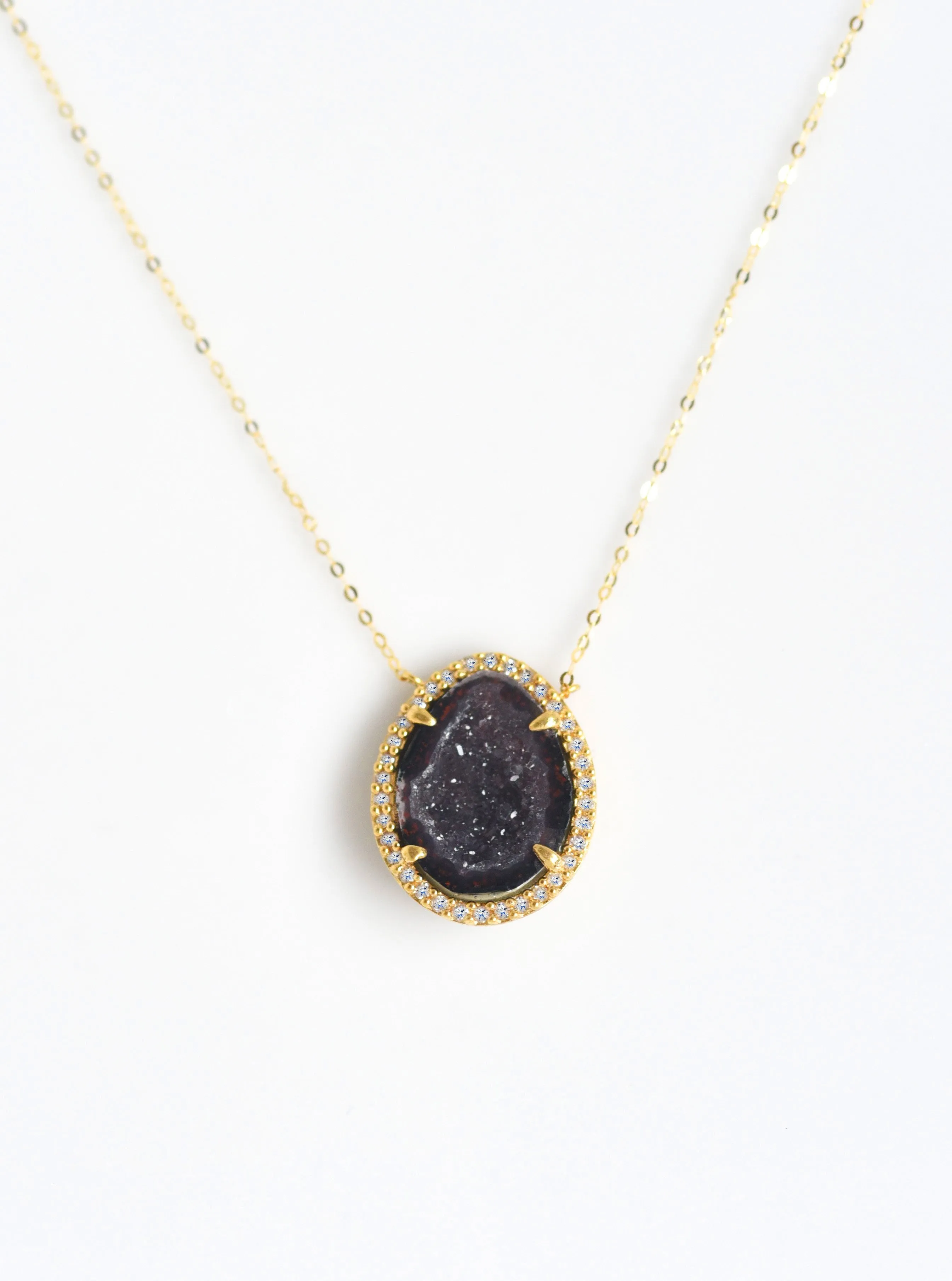 18k Gold Geode Necklace with Diamond