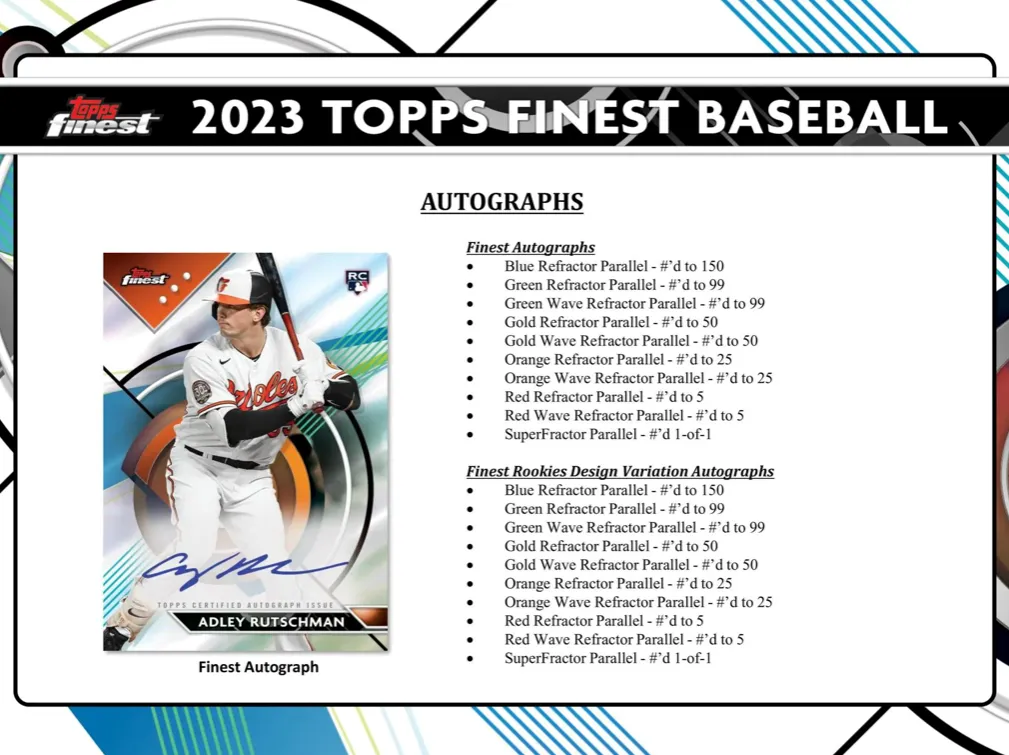 2023 Topps Finest Baseball Hobby Box 2 Mini-Boxes per Master Box, 6 Packs per Mini-Box, 5 Cards per Pack