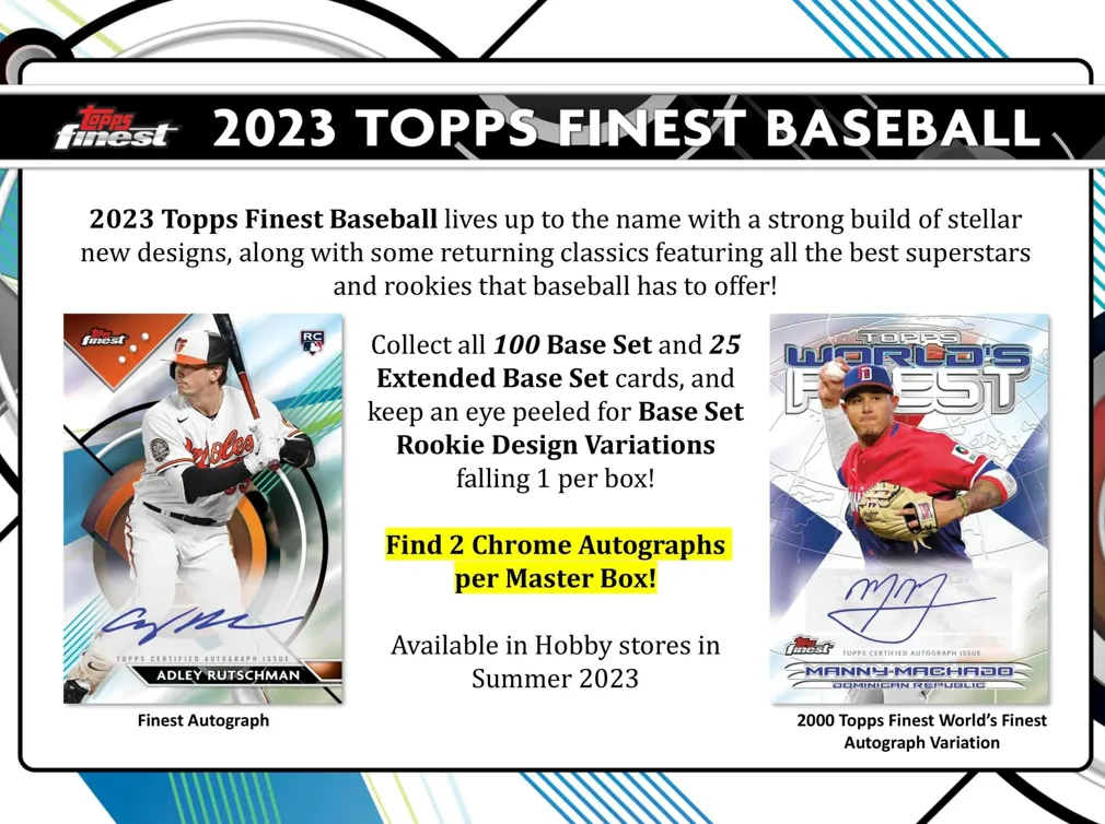 2023 Topps Finest Baseball Hobby Box 2 Mini-Boxes per Master Box, 6 Packs per Mini-Box, 5 Cards per Pack