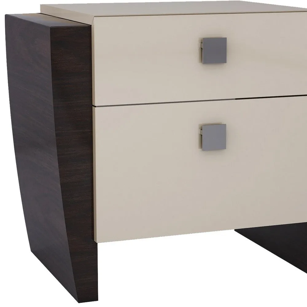 22" Refined Beige High Gloss Nightstand By Homeroots