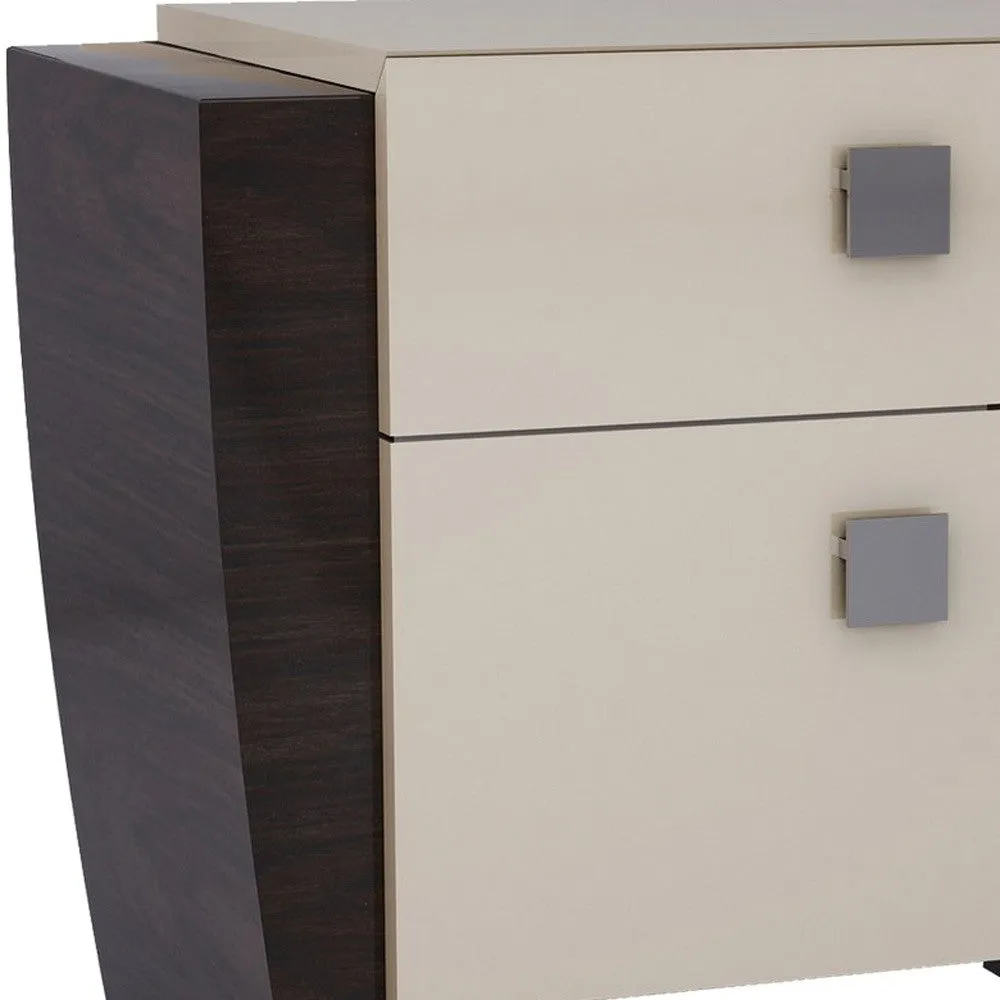 22" Refined Beige High Gloss Nightstand By Homeroots