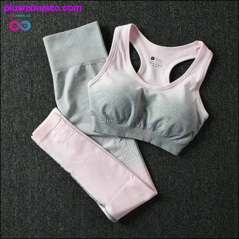 2PCS Yoga Set Women Long Sleeve Crop Tops And High Waisted