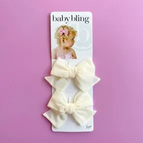 2PK Tulle Baby Bloom Clips| Ivory