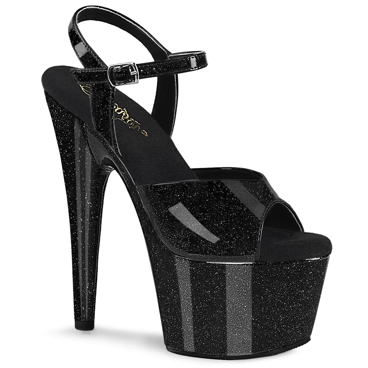 7 Inch Heel ADORE-709GP Black Glitter