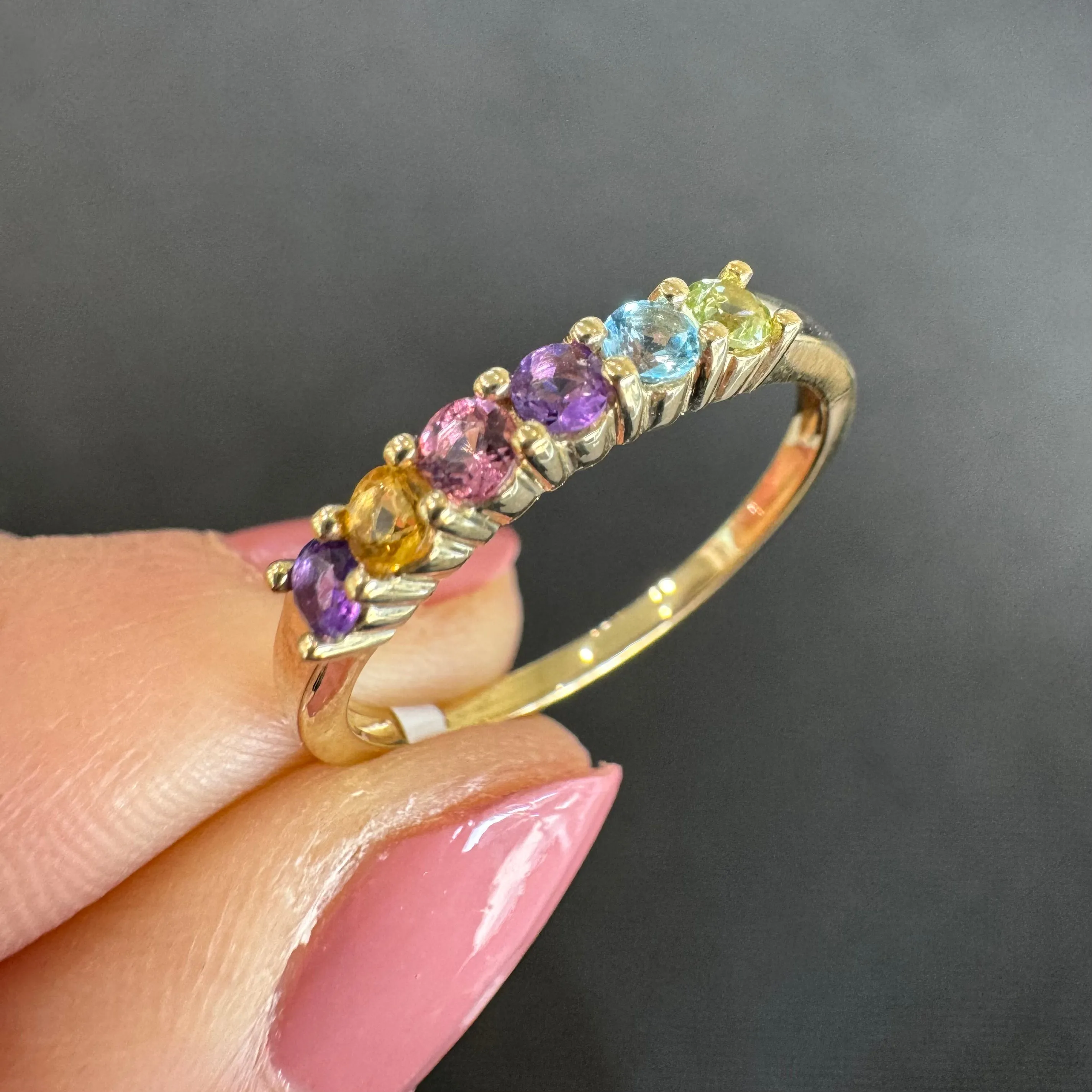 9ct Yellow Gold Colourful Gemstone Ring