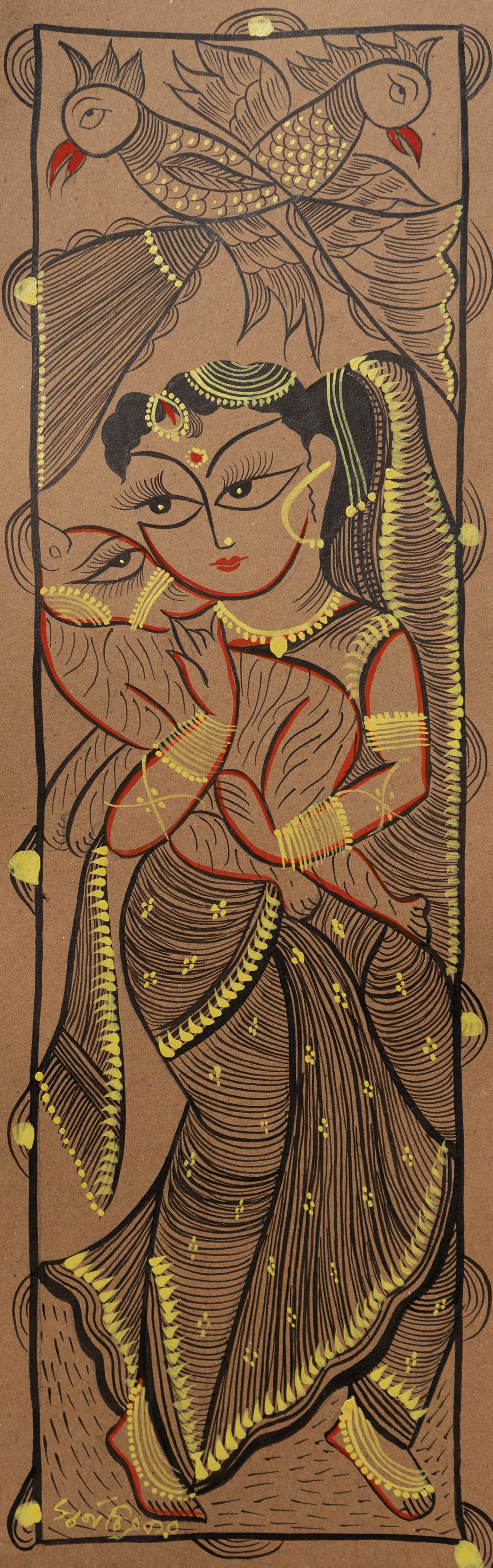 A Lady in her Leisure: Bengal Pattachitra by Swarna Chitrakar