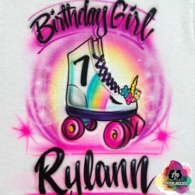 Airbrush Birthday Girl w/ Skates Shirt Design