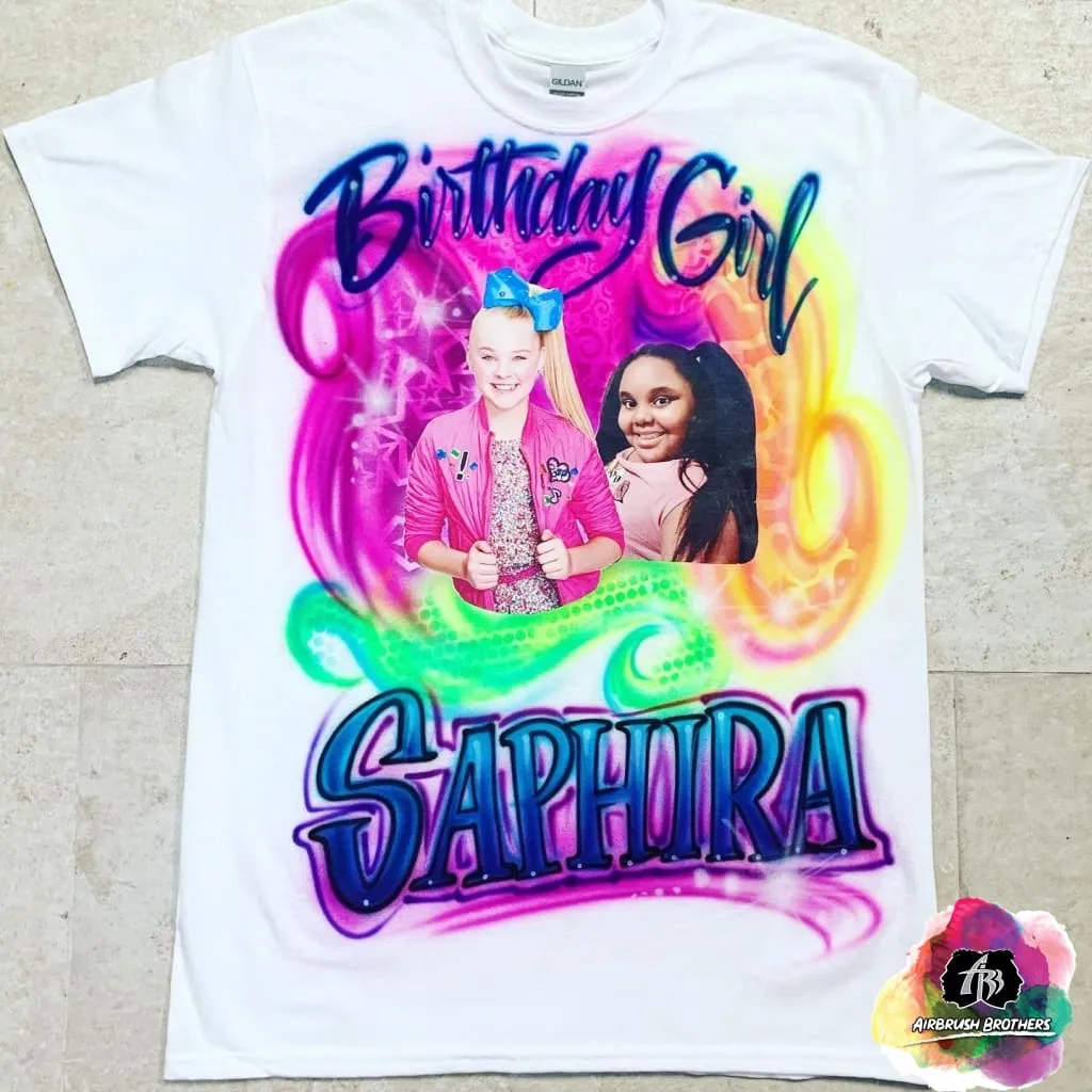 Airbrush Jojo Siwa Birthday Girl Shirt Design