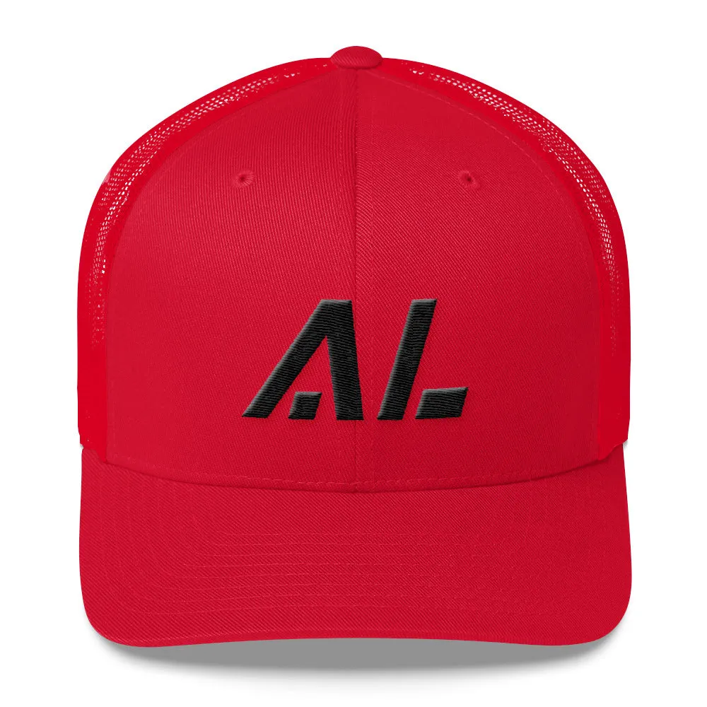 Alabama - Mesh Back Trucker Cap - Black Embroidery - AL - Many Hat Color Options Available