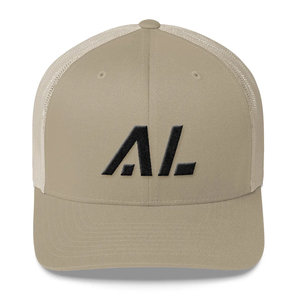 Alabama - Mesh Back Trucker Cap - Black Embroidery - AL - Many Hat Color Options Available