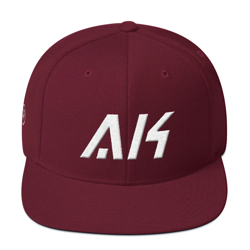 Alaska - Flat Brim Hat - White Embroidery - AK - Many Hat Color Options Available