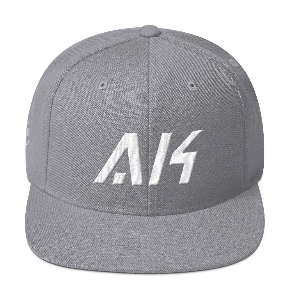 Alaska - Flat Brim Hat - White Embroidery - AK - Many Hat Color Options Available