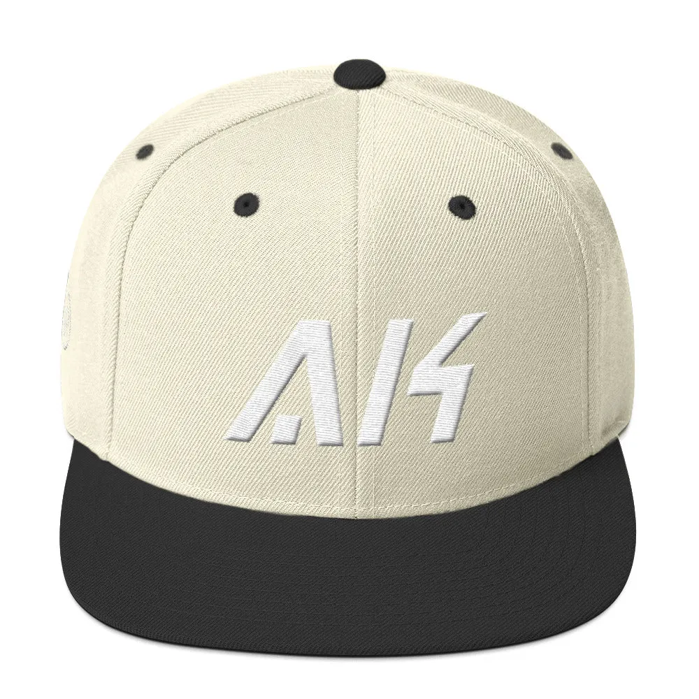 Alaska - Flat Brim Hat - White Embroidery - AK - Many Hat Color Options Available