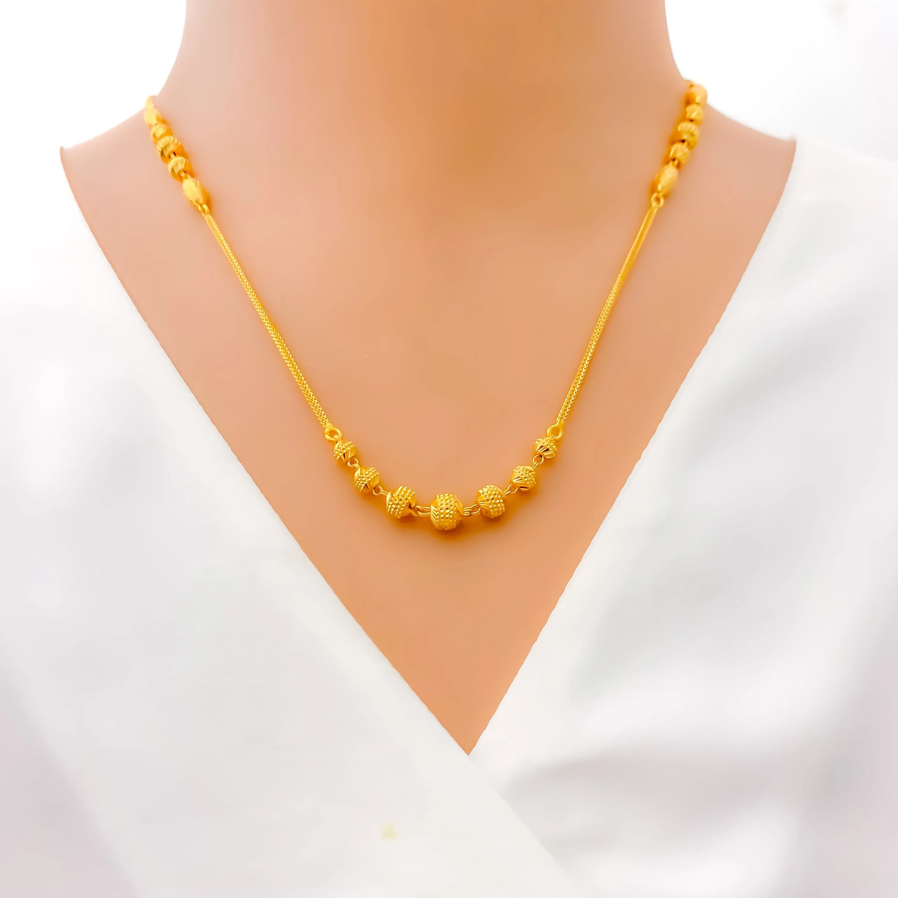 Alternating Charming 22K Gold Orb Necklace