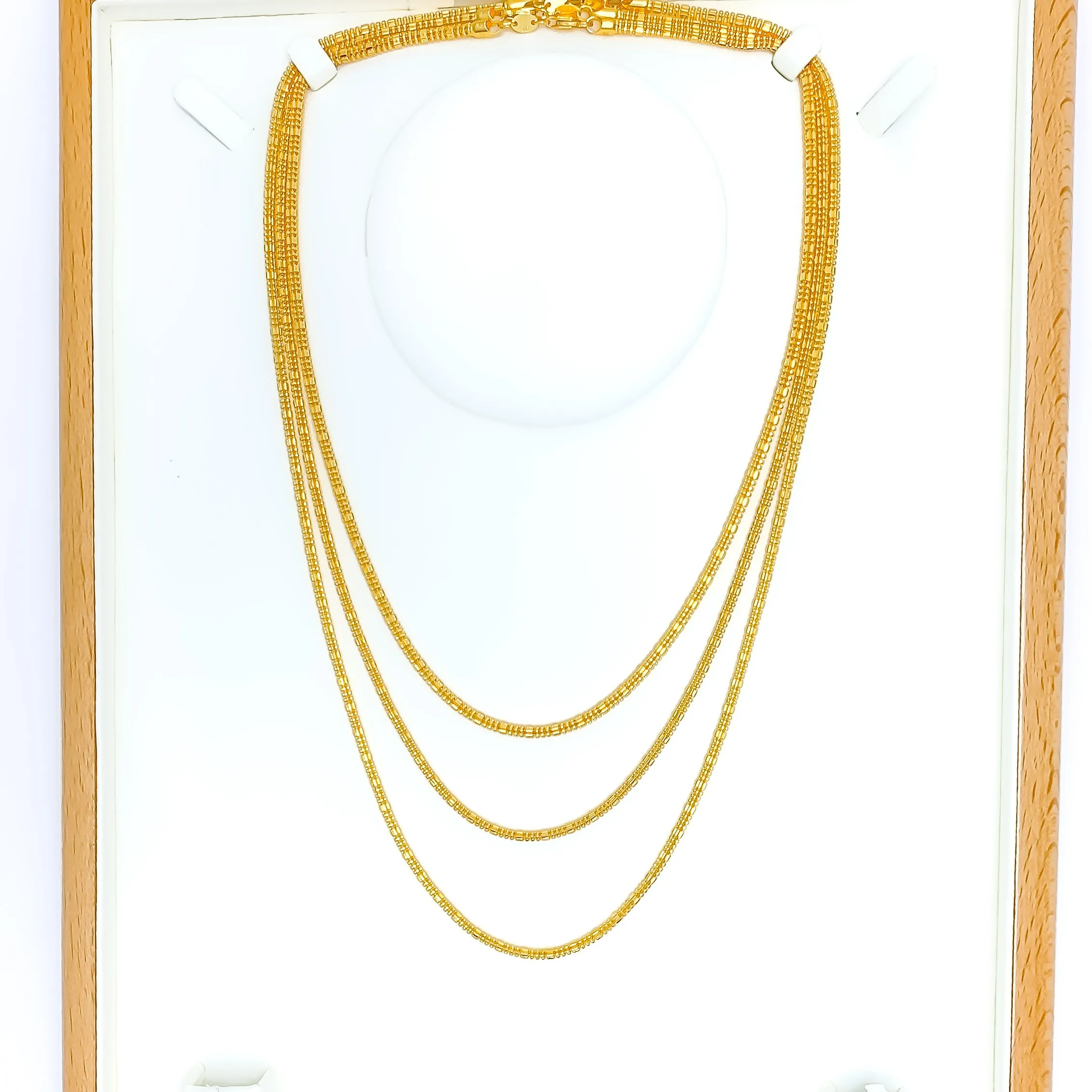 Alternating Hollow 22k Gold Bead Chain - 18"