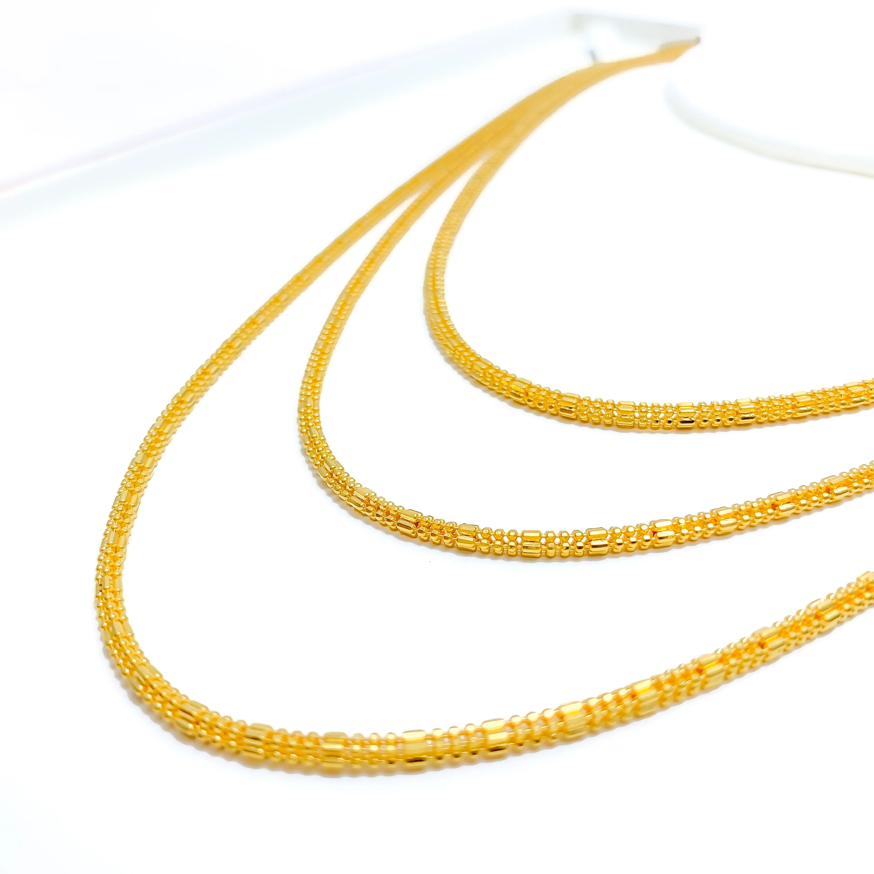 Alternating Hollow 22k Gold Bead Chain - 18"