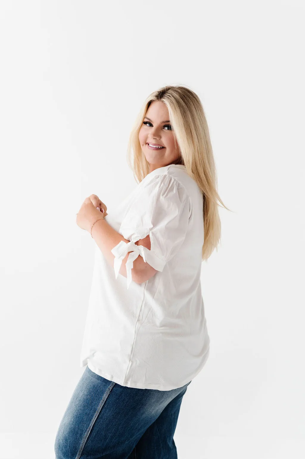 Anne Puff Sleeve Top in White