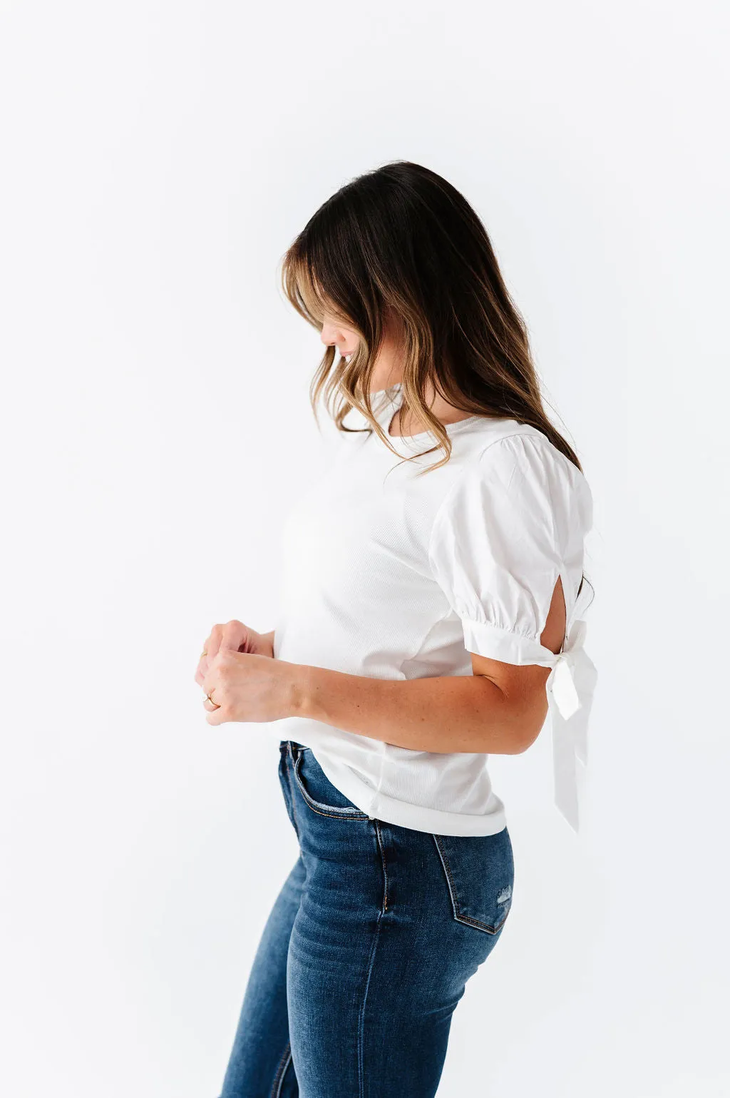 Anne Puff Sleeve Top in White