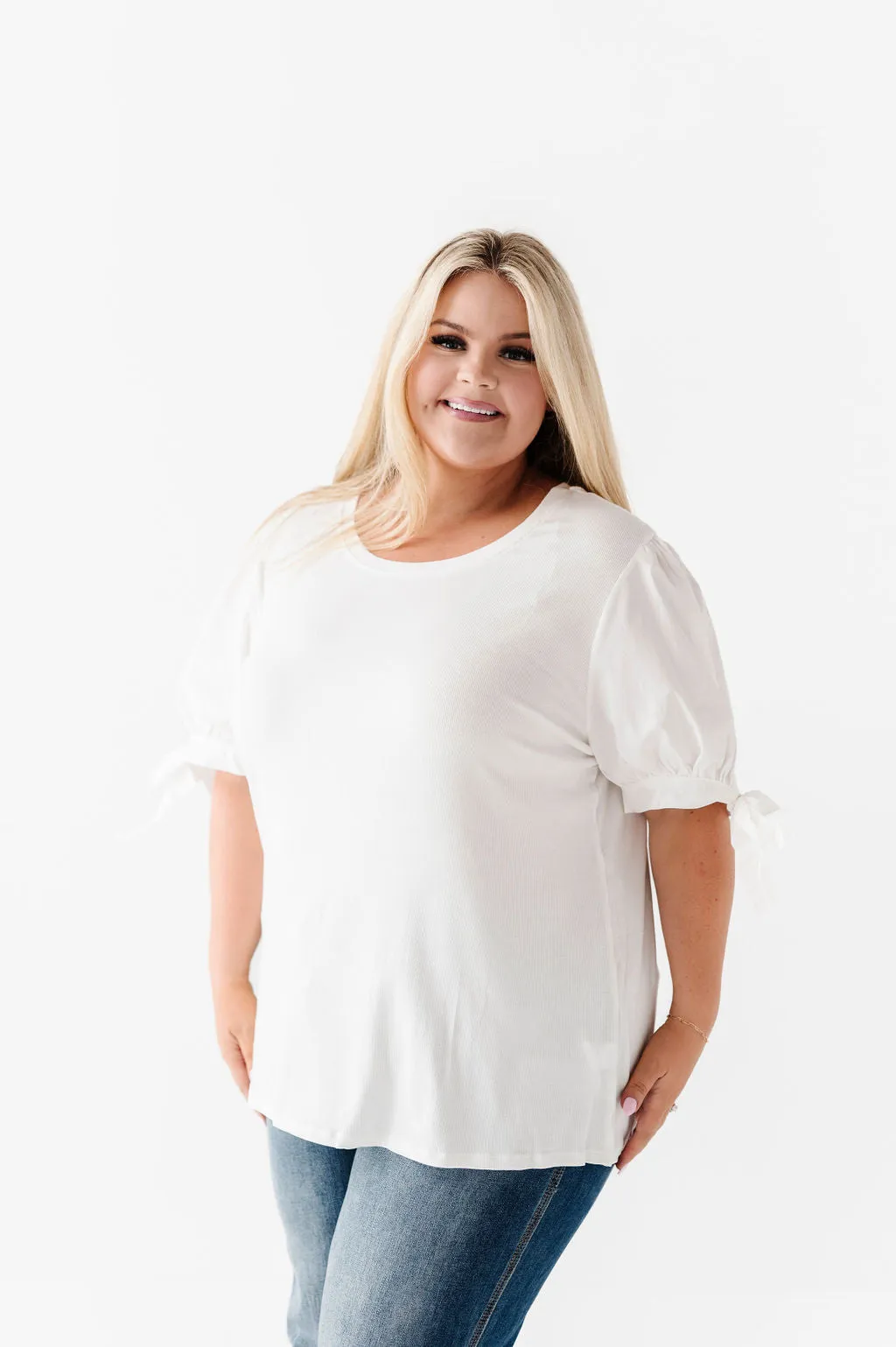 Anne Puff Sleeve Top in White