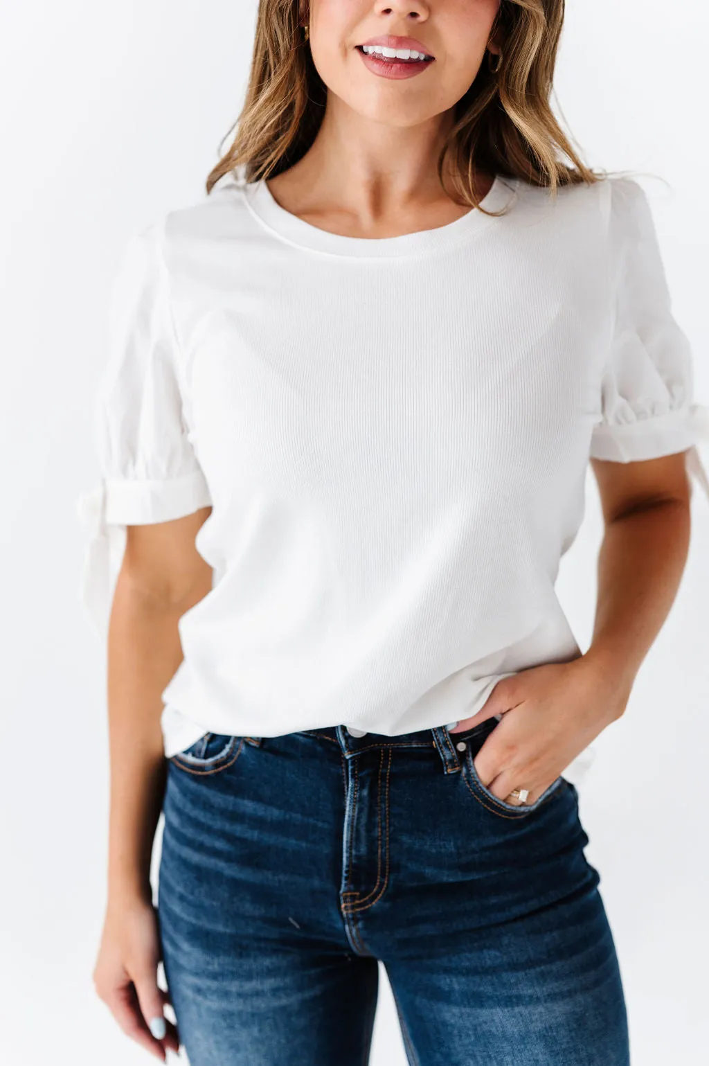 Anne Puff Sleeve Top in White