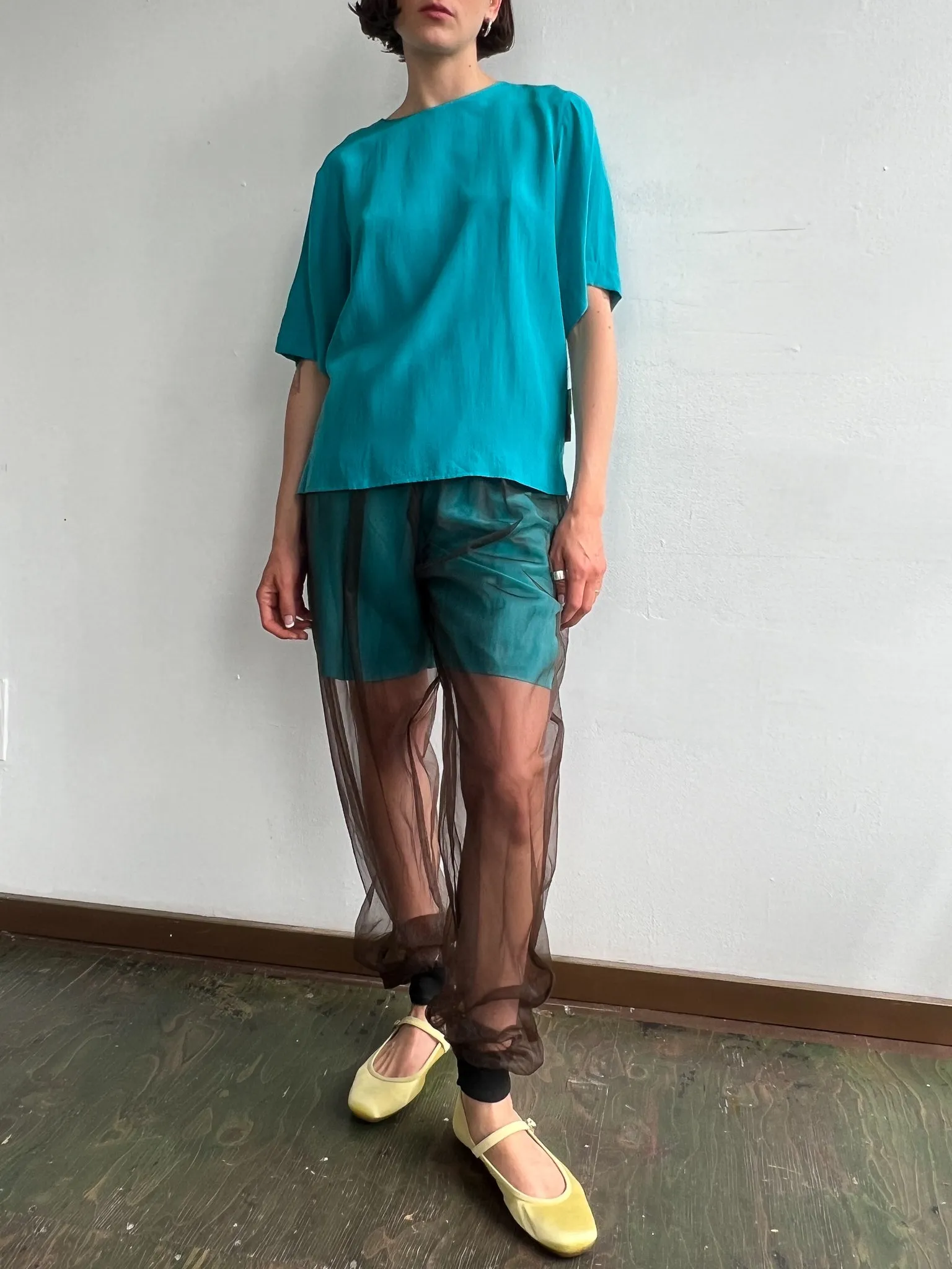 Aqua Silk Blouse (M)