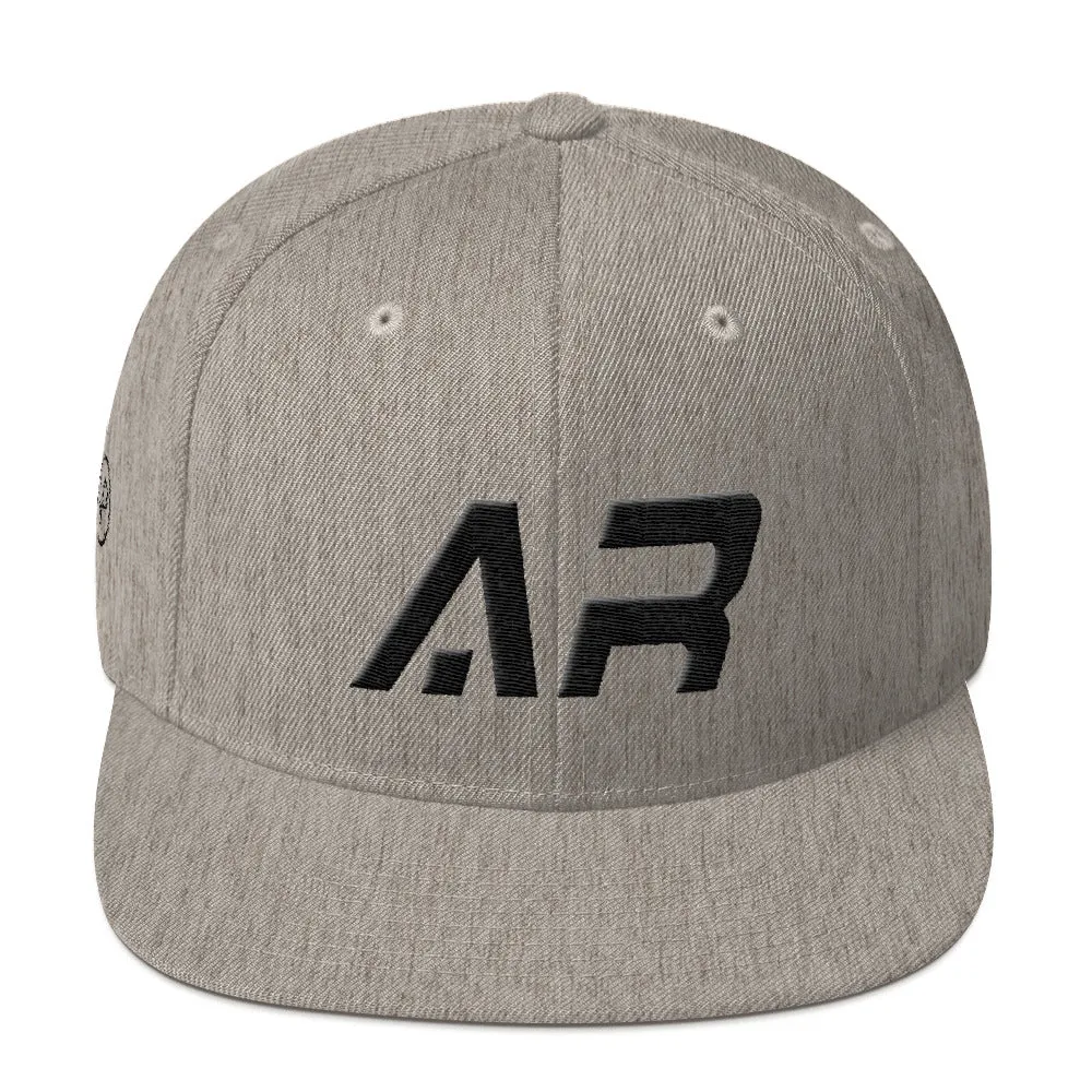 Arkansas - Flat Brim Hat - Black Embroidery - AR - Many Hat Color Options Available