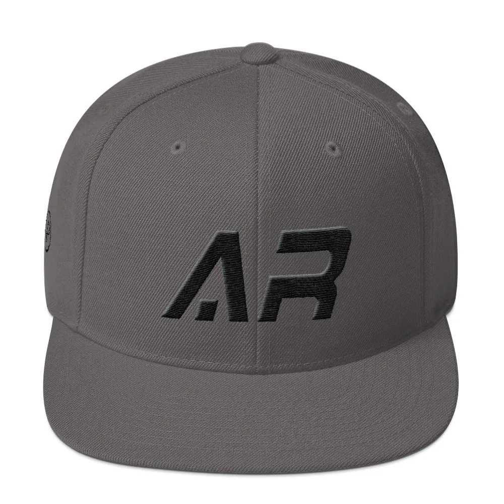 Arkansas - Flat Brim Hat - Black Embroidery - AR - Many Hat Color Options Available