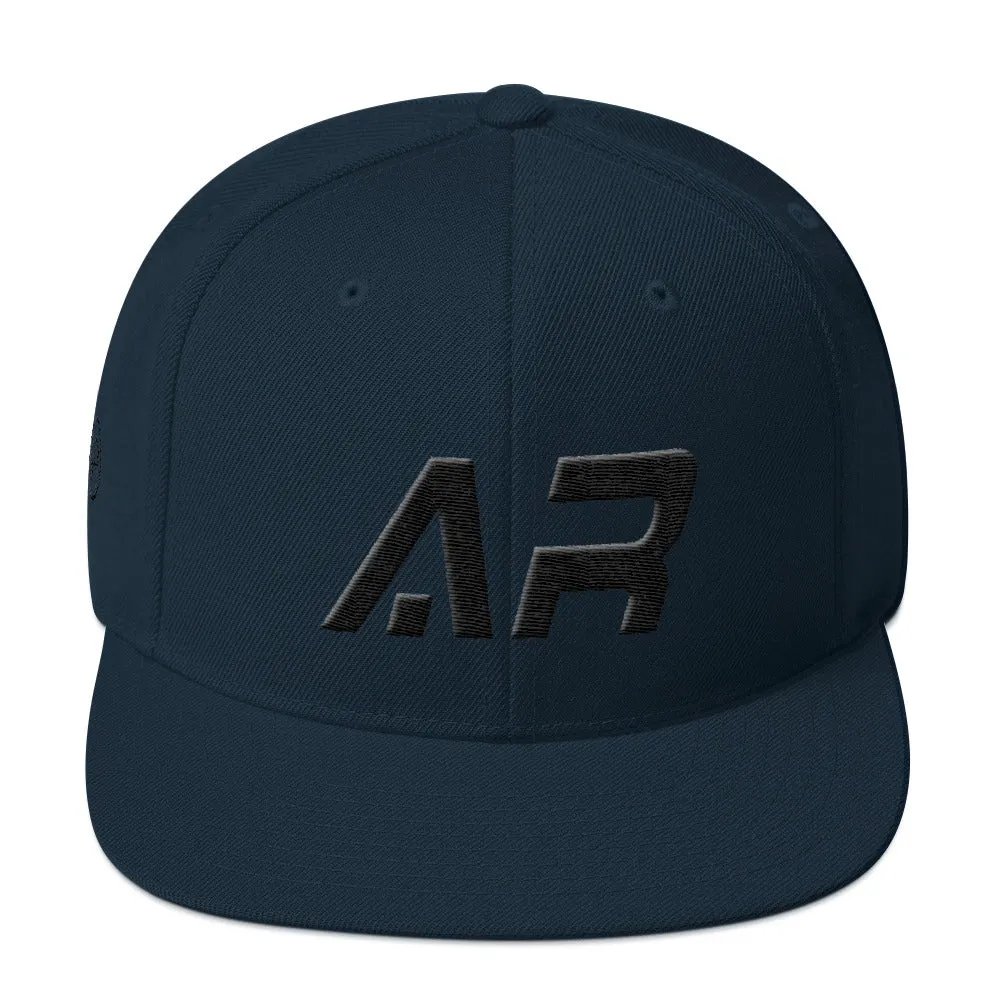 Arkansas - Flat Brim Hat - Black Embroidery - AR - Many Hat Color Options Available