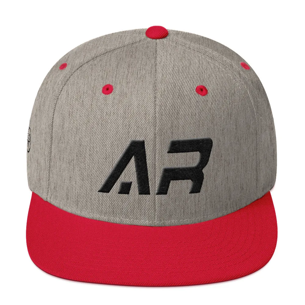 Arkansas - Flat Brim Hat - Black Embroidery - AR - Many Hat Color Options Available