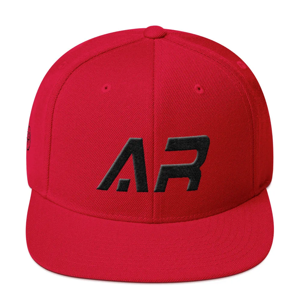 Arkansas - Flat Brim Hat - Black Embroidery - AR - Many Hat Color Options Available