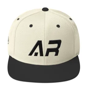 Arkansas - Flat Brim Hat - Black Embroidery - AR - Many Hat Color Options Available