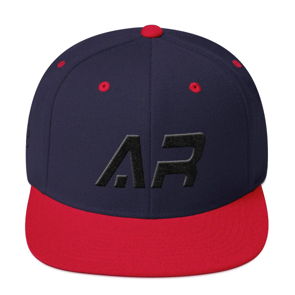 Arkansas - Flat Brim Hat - Black Embroidery - AR - Many Hat Color Options Available