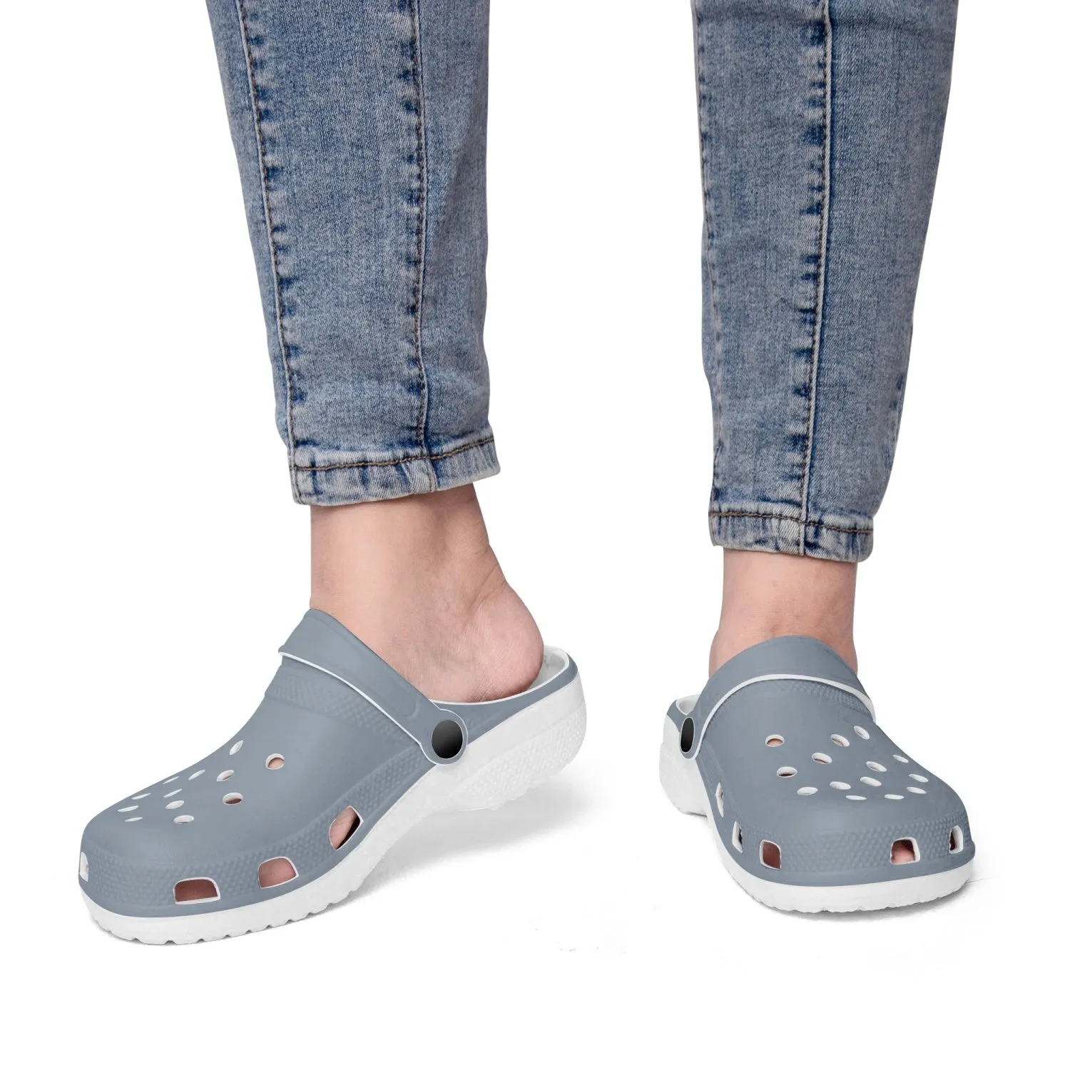 Ash Grey Color Unisex Clogs, Best Solid Grey Color Unisex Classic Lightweight Best Sandals For Men or Women