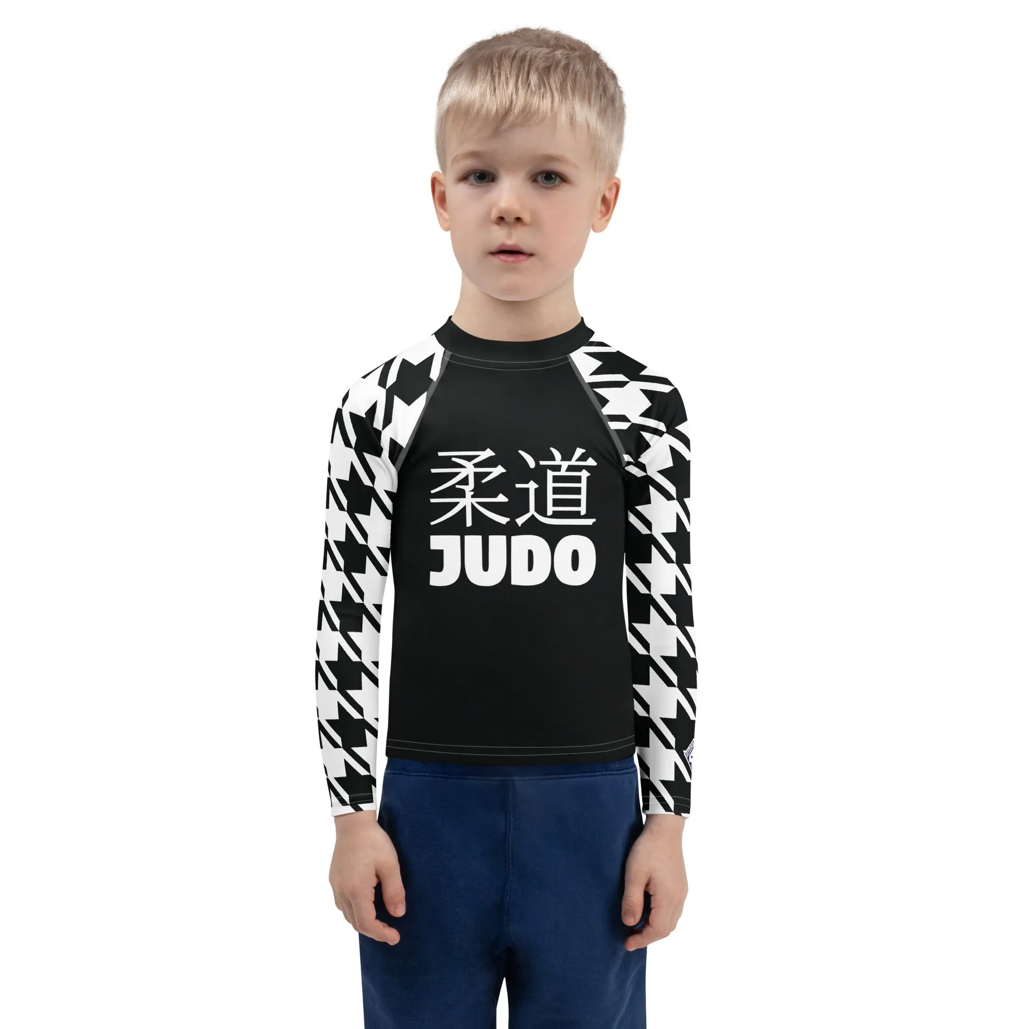 Authentic Training: Houndstooth Boy's Long Sleeve Classic Judo BJJ Rash Guard