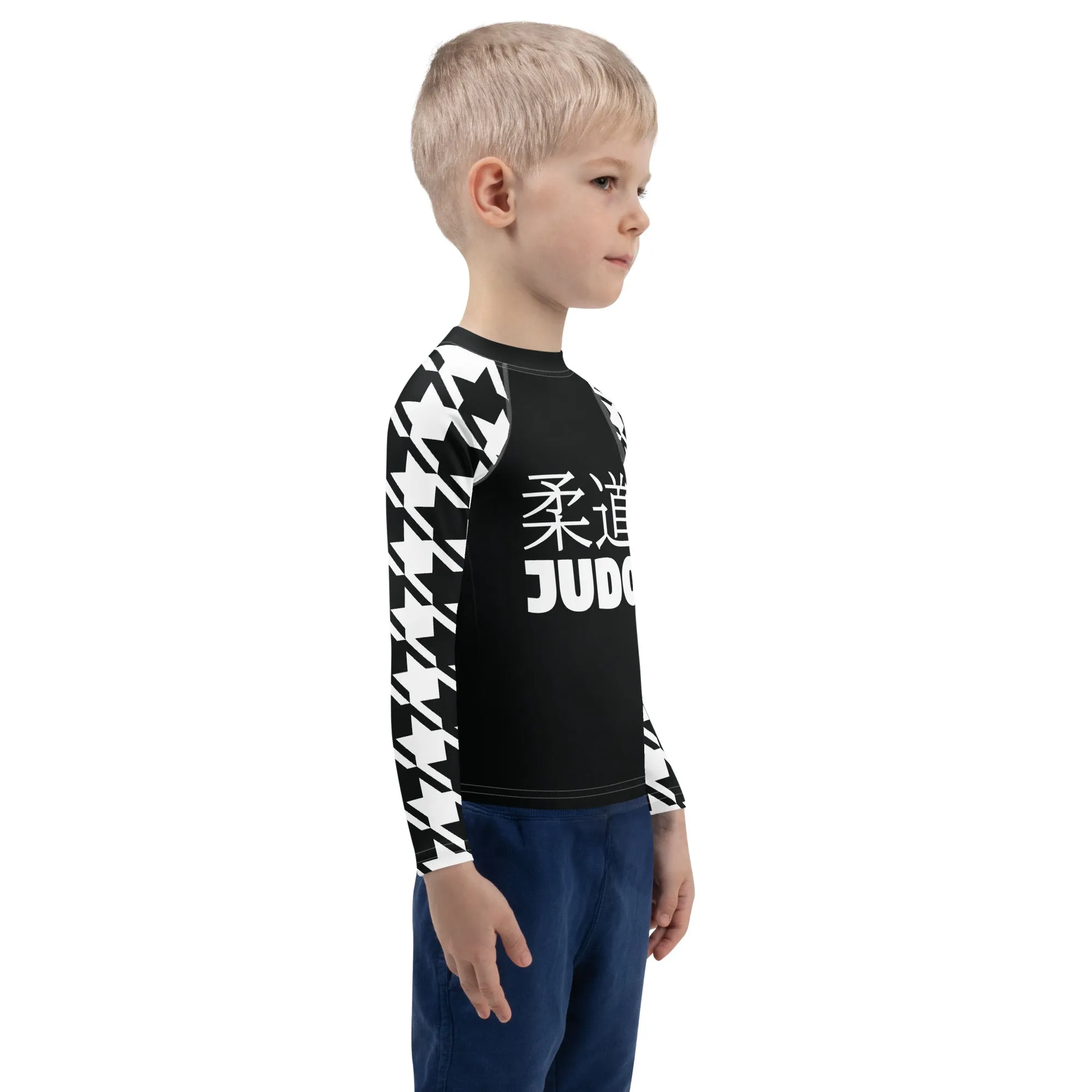 Authentic Training: Houndstooth Boy's Long Sleeve Classic Judo BJJ Rash Guard