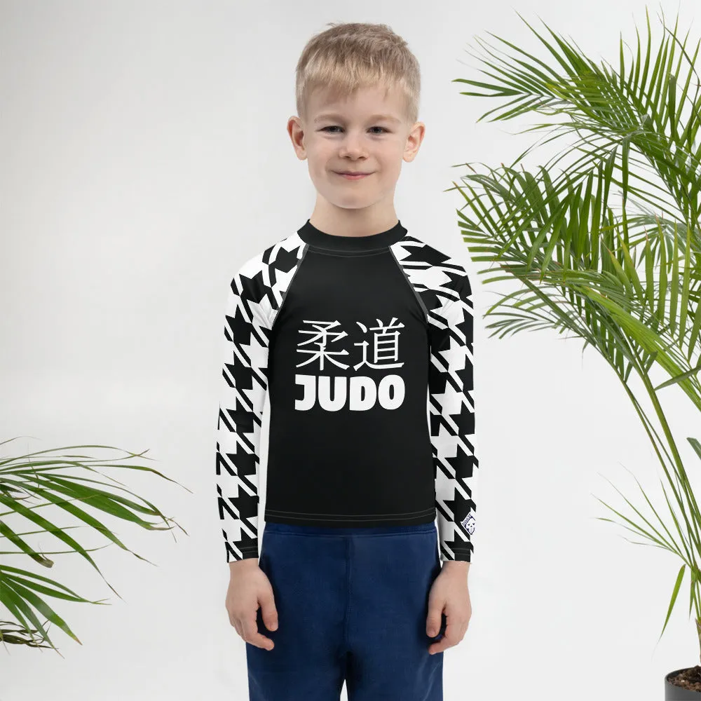 Authentic Training: Houndstooth Boy's Long Sleeve Classic Judo BJJ Rash Guard