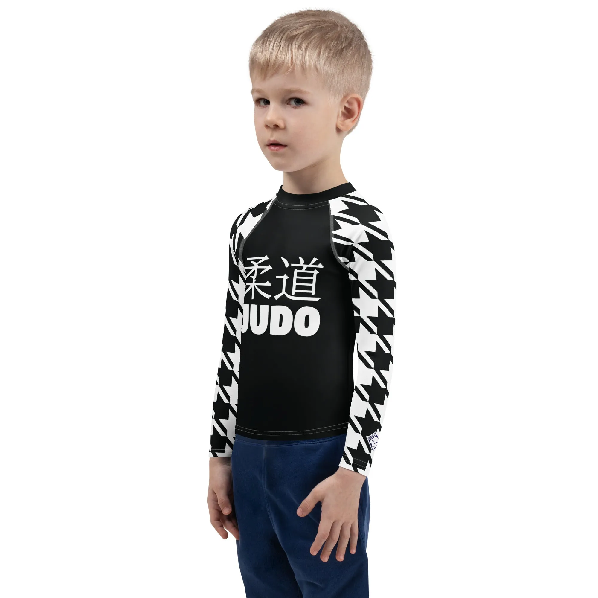 Authentic Training: Houndstooth Boy's Long Sleeve Classic Judo BJJ Rash Guard