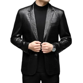 Autumn Casual Solid Pattern Turn-down Collar Outerwear Blazer for Men